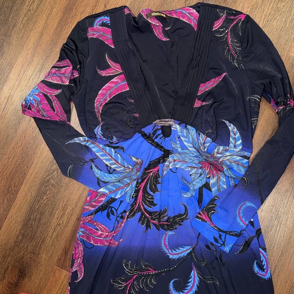 Roberto Cavalli Stretch
Jersey Dress multi black $1,340 y2k vtg floral print - Picture 8 of 14